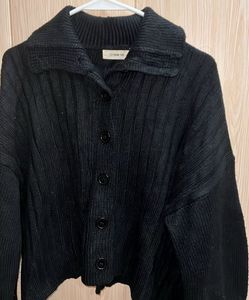 Black Knit Button-Down Cardigan