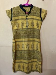 Yellow Printed Kurta