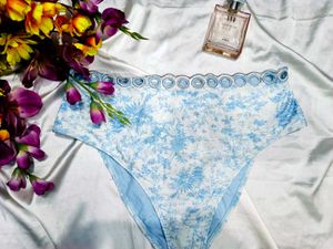 🇳🇿💫🎀Blue Floral High-Waisted Bikini Bottom