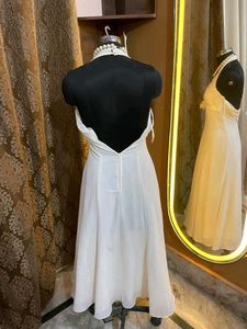 Elegant White Halter Neck Midi Dress