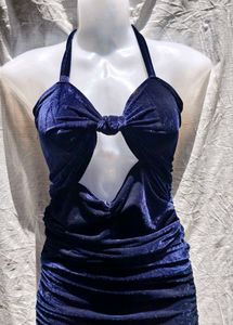 Velvet Bow Cutout Dress