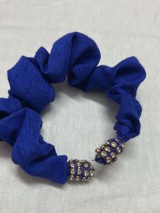 Blue Scrunchie with Embellishments