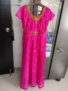 Like New Magenta Pink Embroidered Anarkali Suit Se