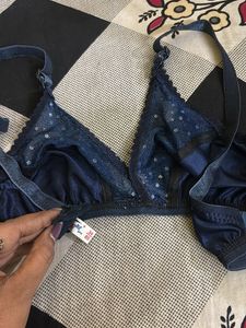 Blue net bra