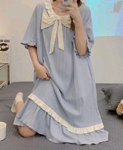 Cute Blue Pajama Dress with Bow