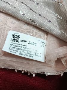 Pink &amp; silver Sequinned- Designer Saree