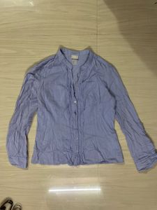 Blue Button-Up Collared Shirt