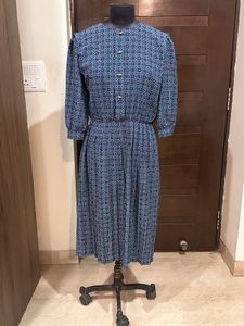 Imported Vintage Print Midi Dress