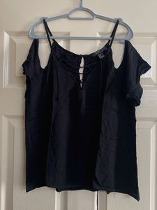 Black Cold Shoulder Top