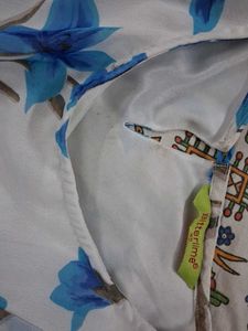 Blue Floral Ruffle Top