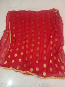 Yellow Kurta Set with Red Dupatta