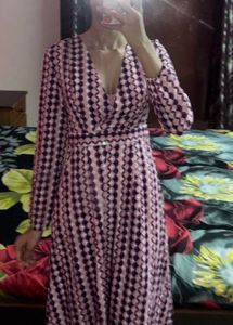 Retro Geometric Print Maxi Dress
