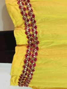 Yellow Embellished Neckline Top