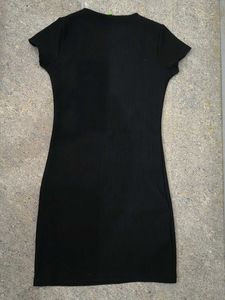 Classic Black Ribbed Knit Dress