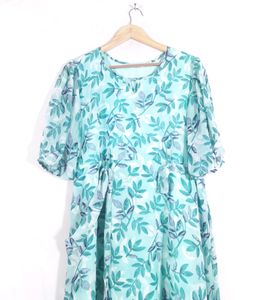 Cyan Printed Dress (Women's)
