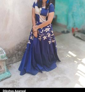 Elegant Blue Floral Maxi Dress