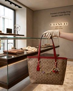 Coach Monogram Tote Bag with Charms