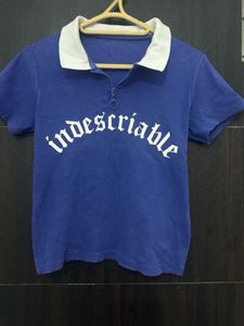 Blue Graphic Zip Polo Shirt