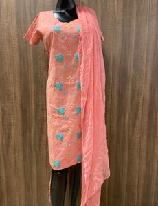 Pure Embroidered Kurta With Dupatta