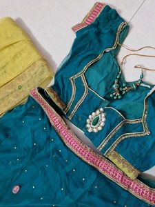 Embroidered Teal Lehenga Choli Set