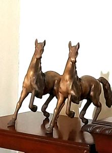 Vintage Running Horses - Sculpture Duo
