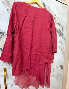 Stylish Red Asymmetrical Tunic Top