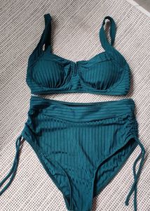 Teal Ribbed Bikini Set