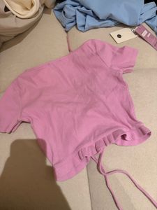 Pink Ruched Cropped Top