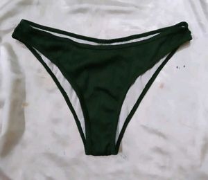 Stylish Dark Green Ribbed Bikini Bottom