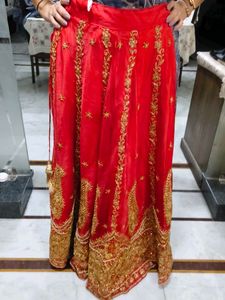 Red Embroidered Blouse and lehenga