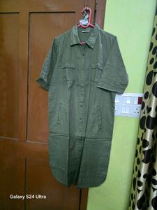 Olive Green Button-Up Shirt