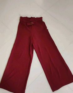 Stylish Maroon Wide Leg Pants