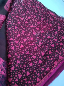 Maroon Paisley Print Sari