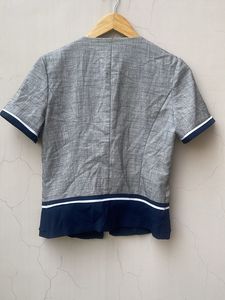 Stylish Grey &amp; Navy Ethnic Blouse