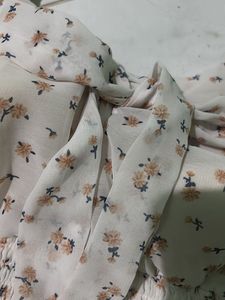 Floral Print Puff Sleeve Tie-Front Top