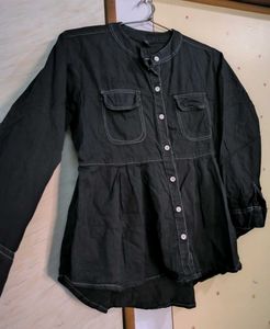 Stylish Denim Black Top 🎩