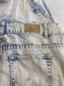 Acid Wash Denim Short Overalls