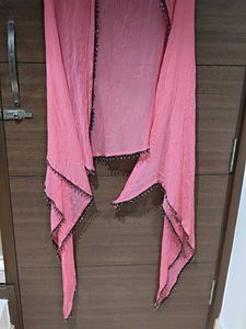 Elegant Pink Dupatta with Embellished Border