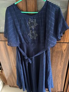 Elegant Navy Blue Embellished Dress