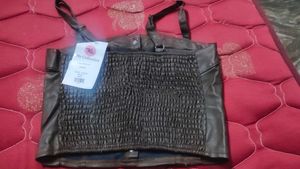 Faux Leather Crop Top with Studs