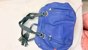 Dubai leather Stylish Blue Handbag with Tassel Det