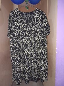 Black with yellow floral Print Mini Dres