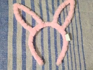 Fluffy Pink Bunny Ears Headband
