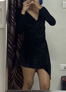 Black Velvet Wrap Dress
