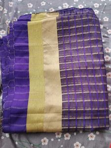 Purple and Gold Plaid Sari