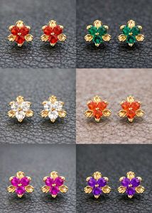 Colorful Flower Stud Earring Set