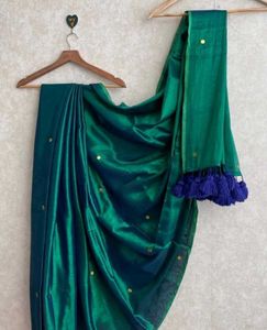 Royal Blue Tissue Silk Saree with Elegant Tassels