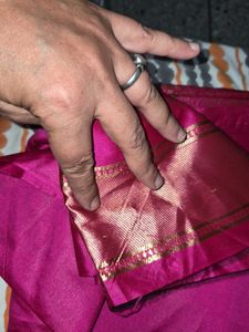 Elegant Pink &amp; Gold Silk Saree