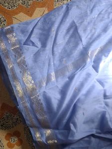 Elegant Blue Saree with Silver Border