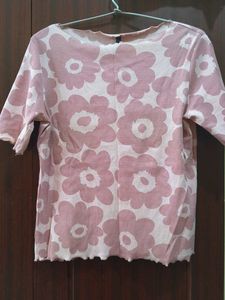 Pink Floral Print Casual Top